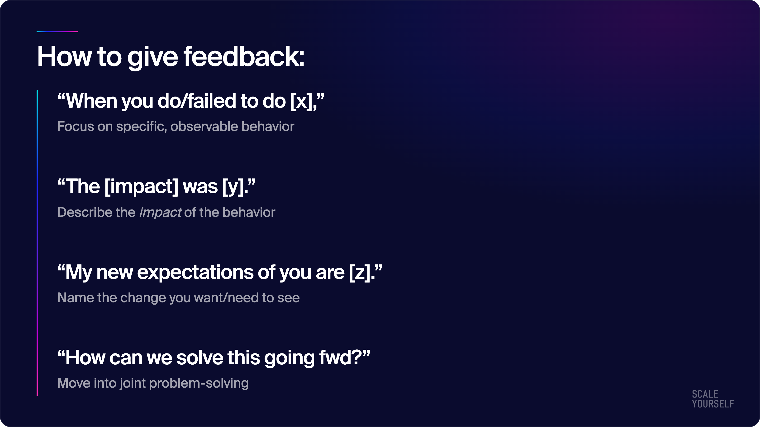 Example of effective feedback construction